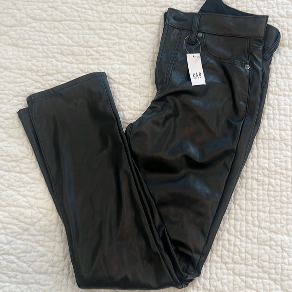 GAP - Women’s Vintage Slim High Rise Black Pleather Pants‎ - 25, 0R